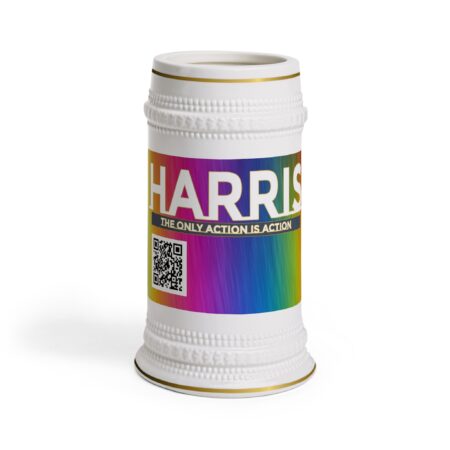 Harris Rainbow Beer Stein Mug — "The Only Action Is Action" Printed Ceramic Stein