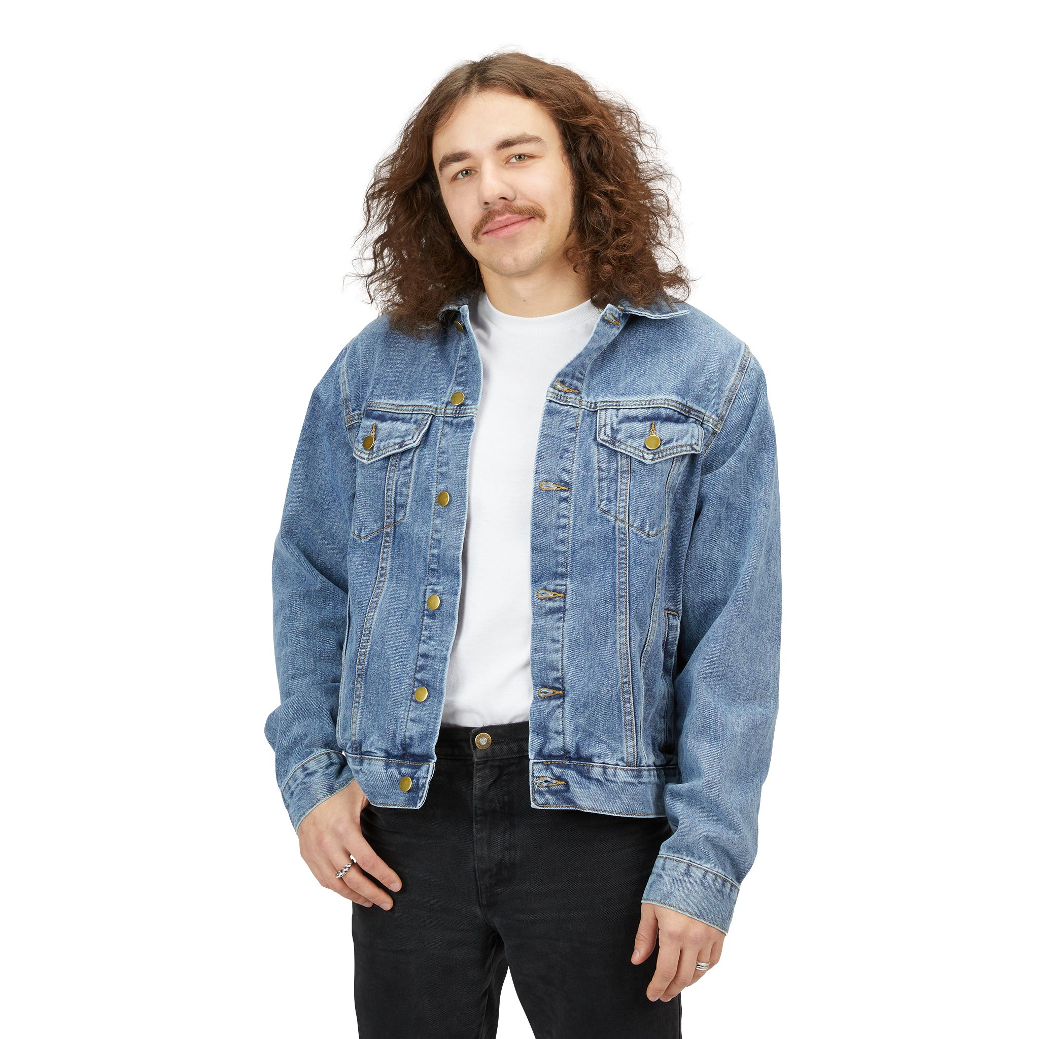 Denim Jacket — Rainbow 'HARRIS' Patch Back Logo Jacket - Image 3